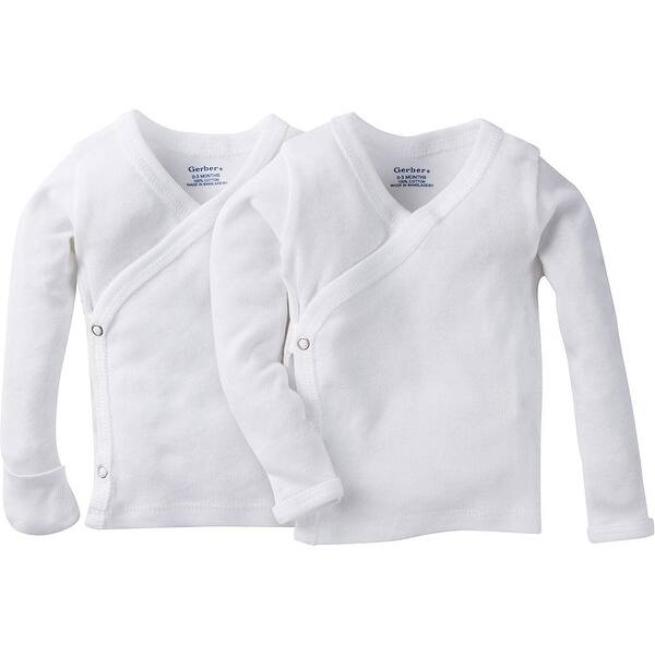 Shop Gerber Unisex Baby Newborn 2 Pack Long Sleeve Side Snap