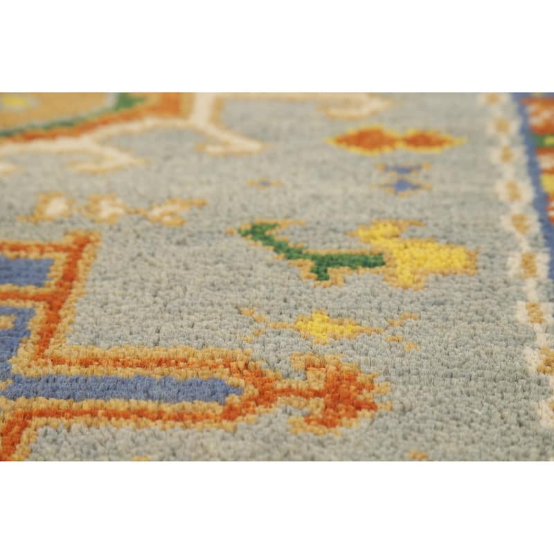 Hand Knotted Oriental 100% Wool Carpet Transitional Geometric Greys & Charcoal Khotan Area Rug - 4' 11'' X 3' 0''