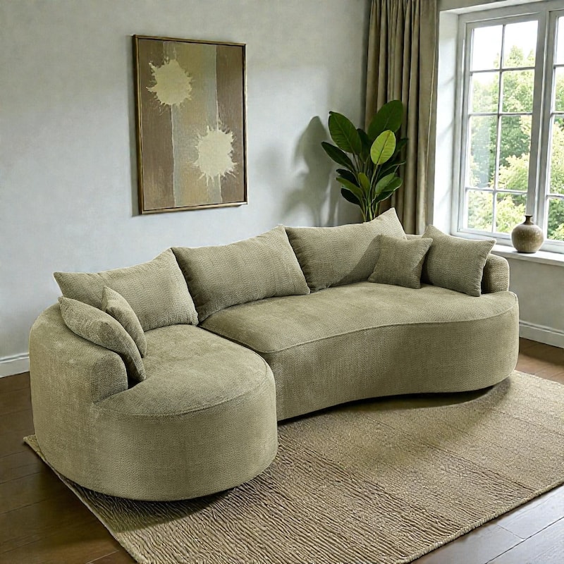 124.5 Inch Oversized Cloud Sofa, Modern Boneless Chenille Couch with Pillows, No Assembly Sofa for Living Room - Green