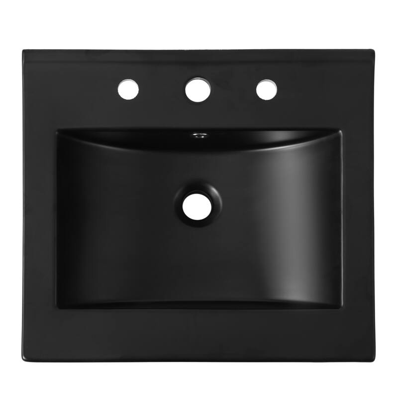 Aubert 3-Hole Classic Contemporary Rectangular Ceramic Single Sink Basin Vanity Top, by JONATHAN Y