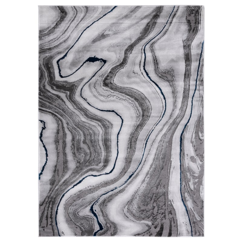 SAFAVIEH Craft Elvyra Modern Abstract Marble Pattern Rug - 2'3" x 4' - Grey/Blue