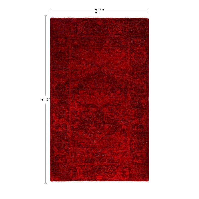 Overdyed One-of-a-Kind Hand-Knotted Area Rug - Red - 3' 1" x 5' 0"