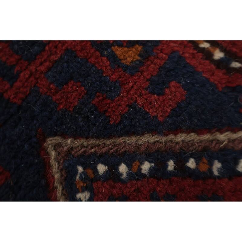 Hand Knotted Oriental 100% Wool Carpet Traditional Tribal Navy Blue & Blues Balouch Runner Rug - 8' 3'' X 2' 1''