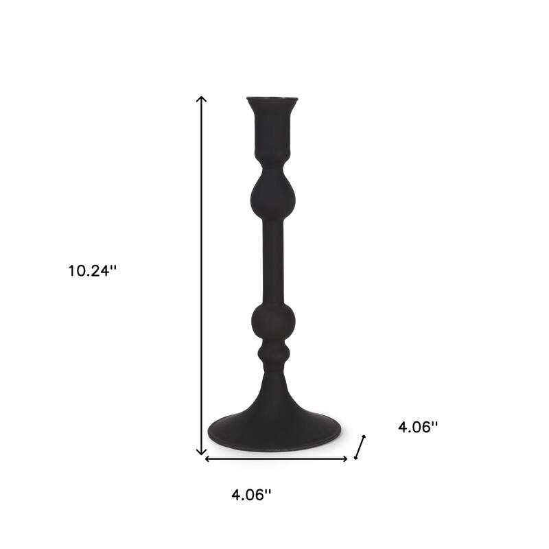 10" Black Glass Tabletop Taper Candlestick