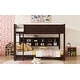 preview thumbnail 21 of 38, Queen Over Queen Size with Underbed Storage Bookcase and Charging Station, Wood Bunk Bed Frame with Panel Guardrails and Ladder