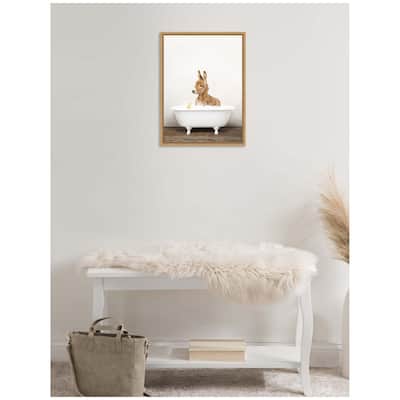 Kate and Laurel Sylvie Baby Donkey in Rustic Bathtub Framed Canvas by Amy Peterson