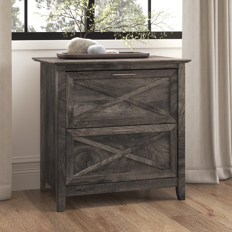 Key West 2 Drawer Lateral File Cabinet by Bush Furniture - Dark Gray Hickory