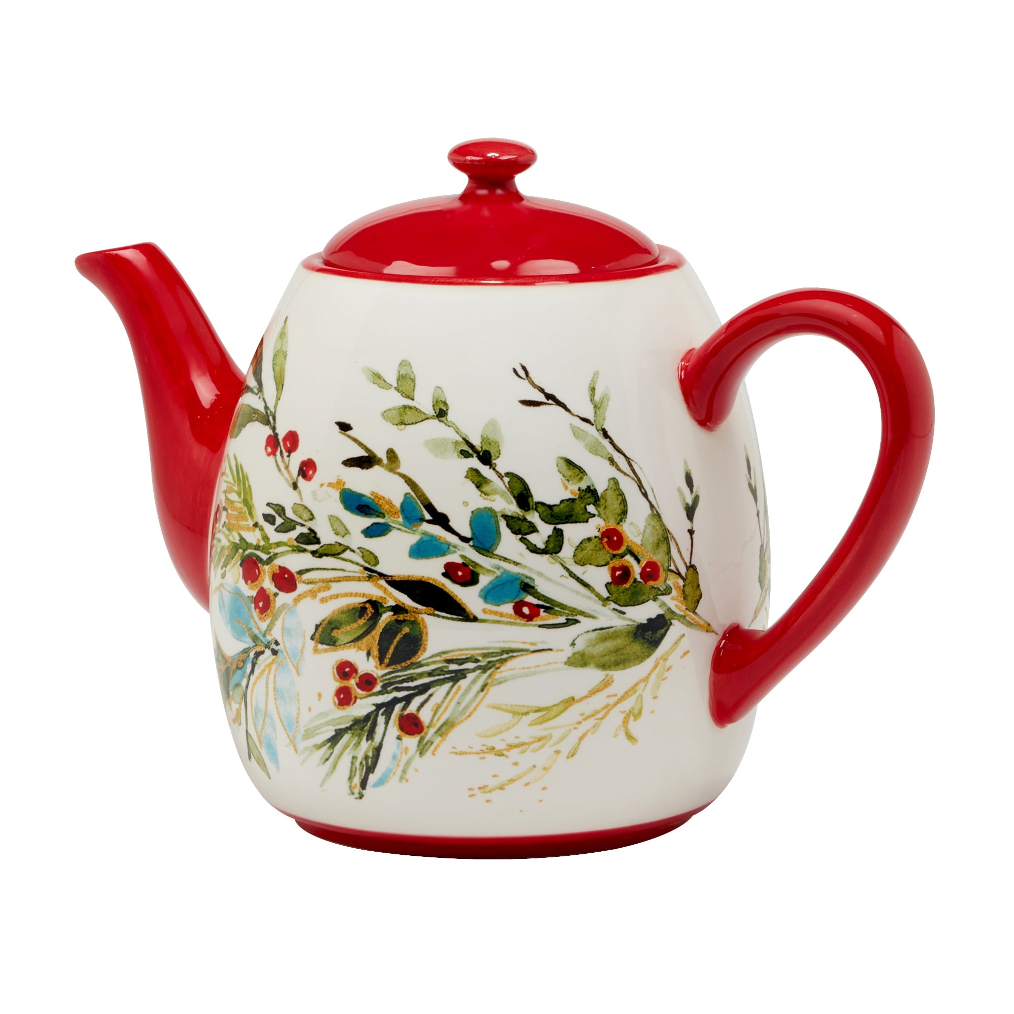 Certified International Christmas Gatherings Teapot, 36 oz. - 9" x 5.25" x 6.5"
