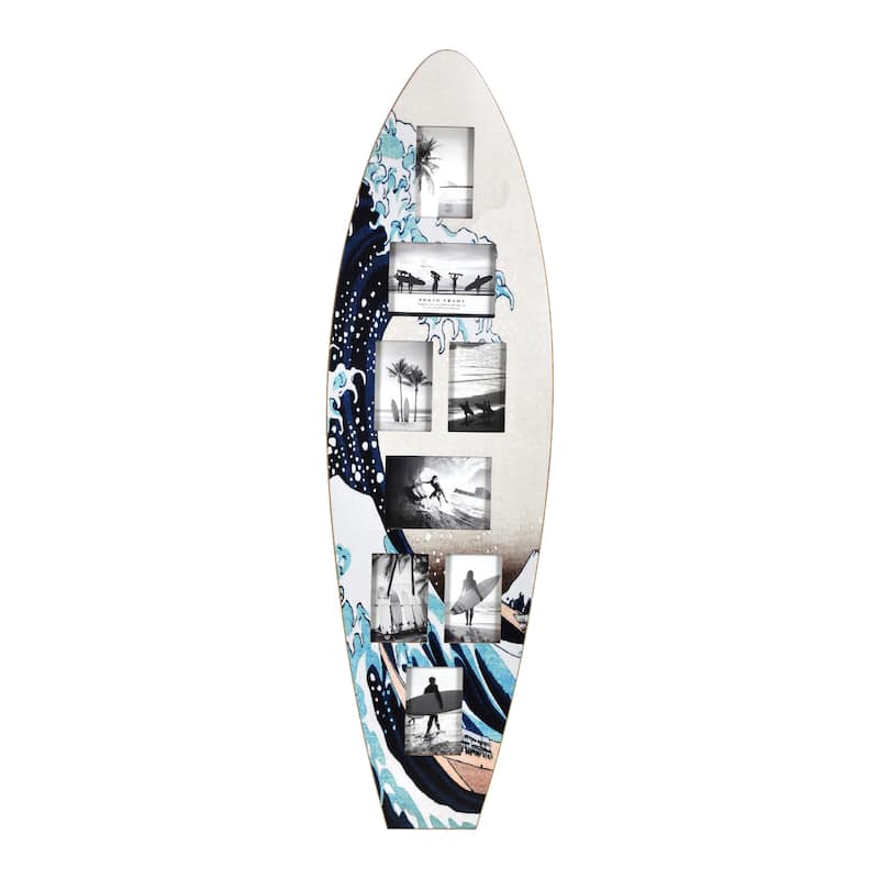 American Art Decor Surfboard Photo Collage Wall Decor - 8 or 3 - Photo Beach Frame