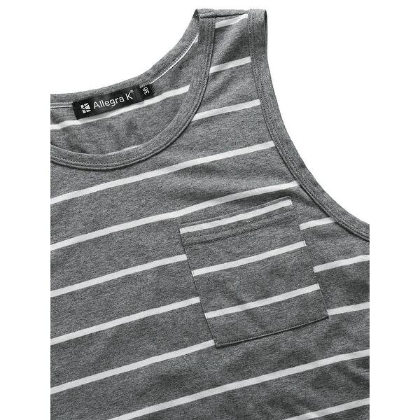 Shop Men Casual Summer Workout Sleeveless Shirt Pocket Stripe Vest