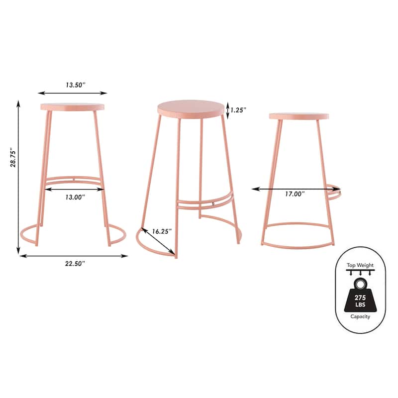 Trinity 28.75" Modern Designer Iron Curved Backless Bar Stool, by JONATHAN Y