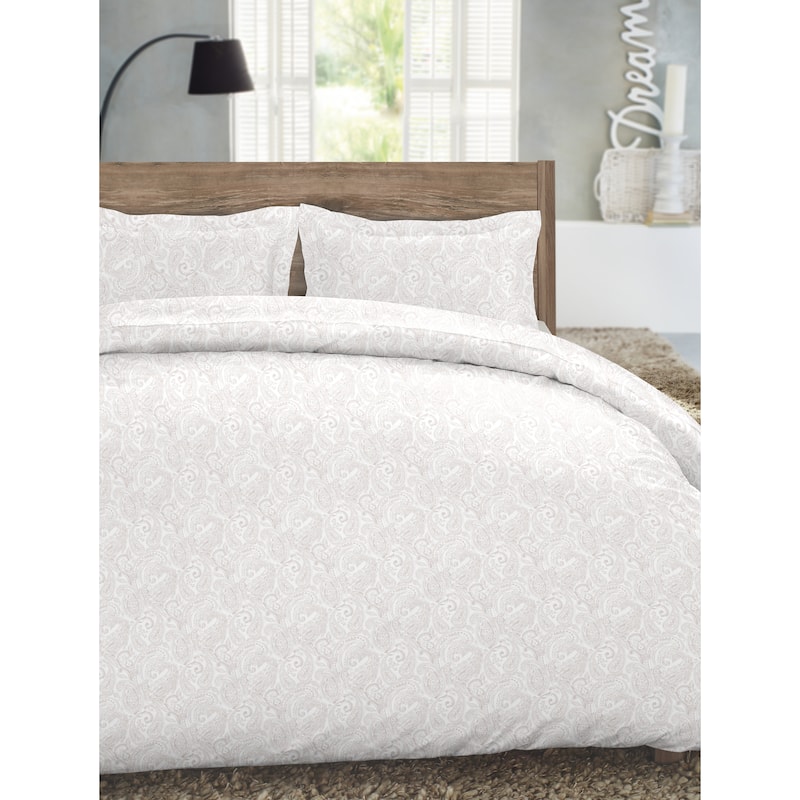 Dormisette Luxury German Flannel 3-piece Cotton Duvet Cover Set - Paisley - King