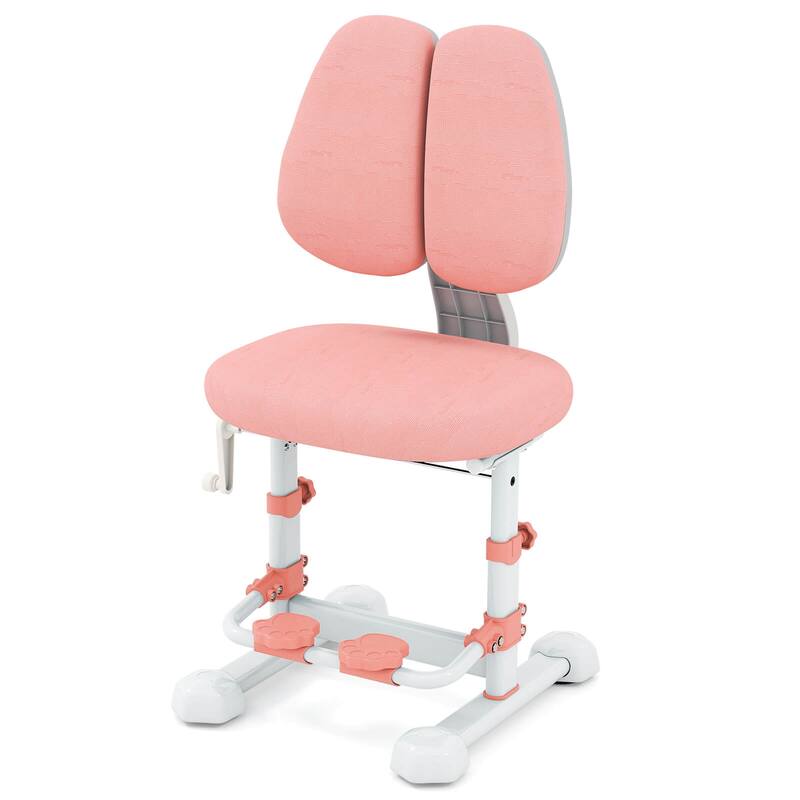 Costway Kids Study Chair with Adjustable Double Backrest, Footrest, - See Details - Pink