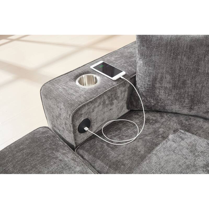 Transitional Modular Storage Sectional with Ottoman