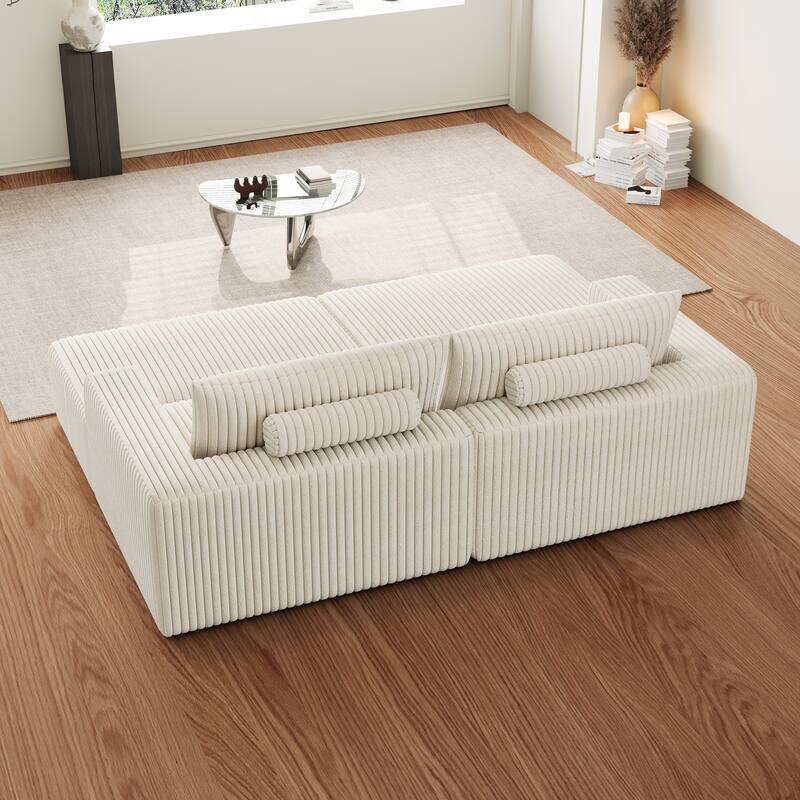 102" Modular Couch Cloud Plush Loveseat Sectional Sofa with 2 Ottoman