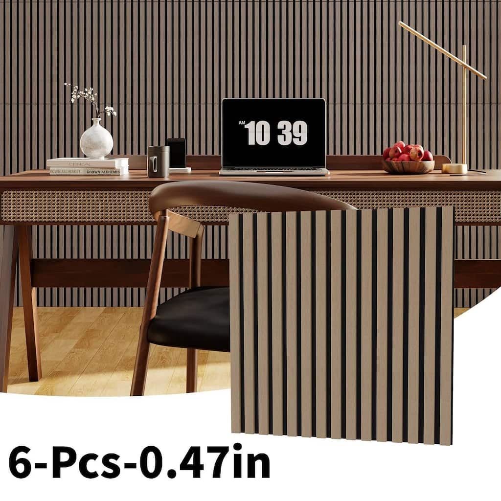 23.6"X23.6" 3D Fluted Wood Slat Acoustic Soundproof Wall Panels for Noise Reduction, Interior Decor