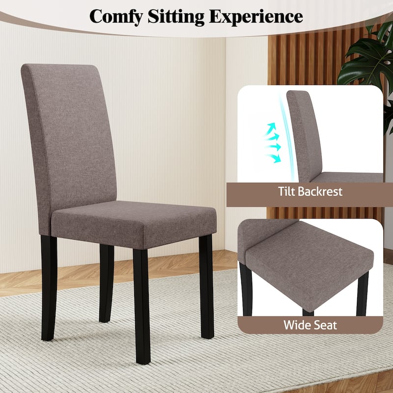 Gymax Dining Chair Set of 4 Fabric Upholstered Rubber Wood Legs Side