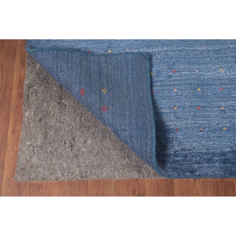 Blue Gabbeh Indian Area Rug Handmade Oriental Silk Carpet - 8'6"x 12'10"