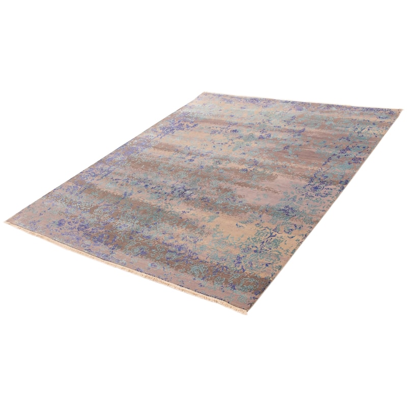 ECARPETGALLERY Hand-knotted Heritage Taupe Silk, Wool Rug - 8'0 x 10'0