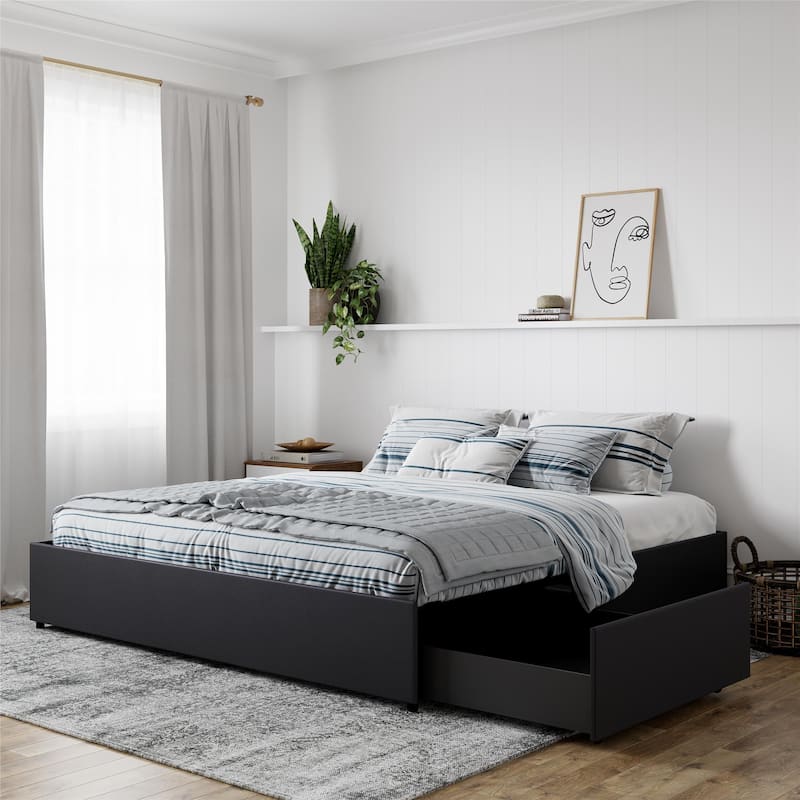 Avenue Greene Maggie Upholstered King Platform Bed with Storage