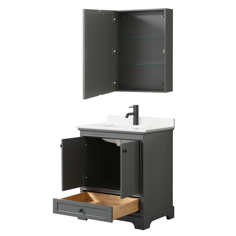 Deborah 30-inch Single Vanity, Quartz Top, Medicine Cabinet