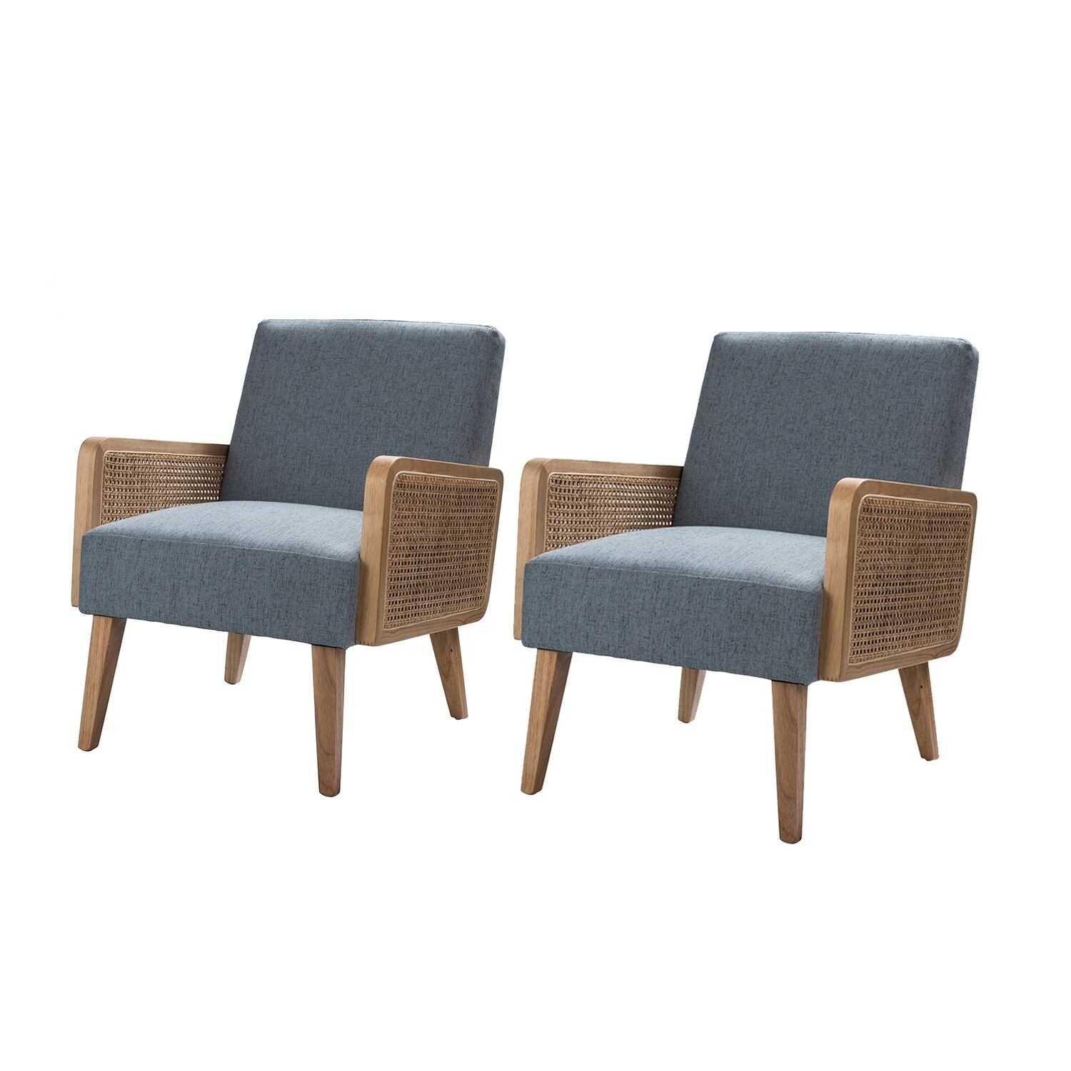 Carmina Modern Bohemian Cane upholstered Accent Armchair with