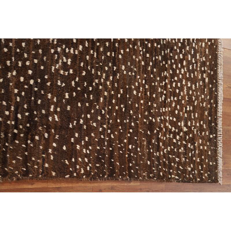 Hand Knotted Oriental 100% Wool Carpet Tribal Tribal Brown Moroccan Area Rug - 7' 10'' X 5' 7''