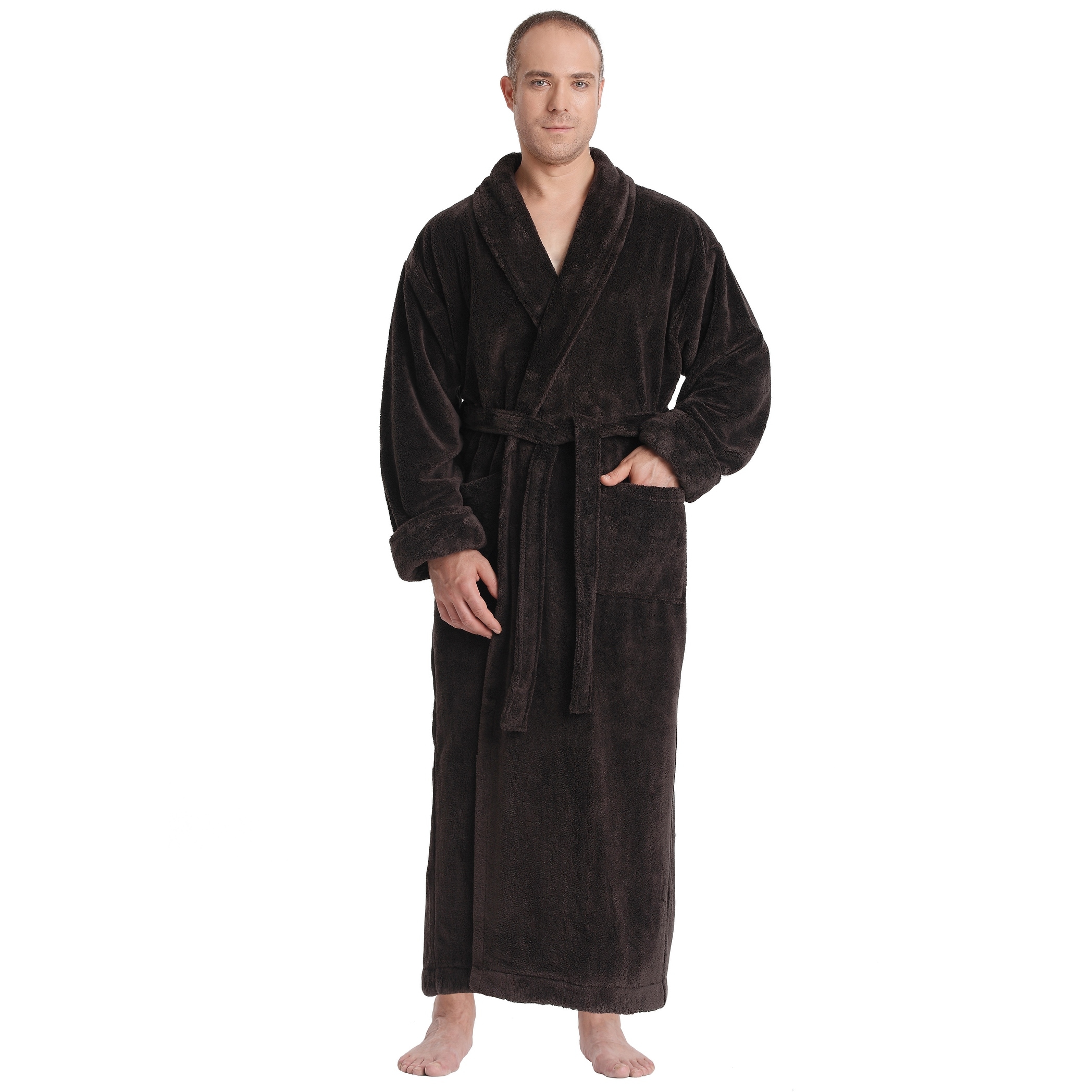 Men's Shawl Collar Premium Fleece with Full Ankle Length Bathrobe