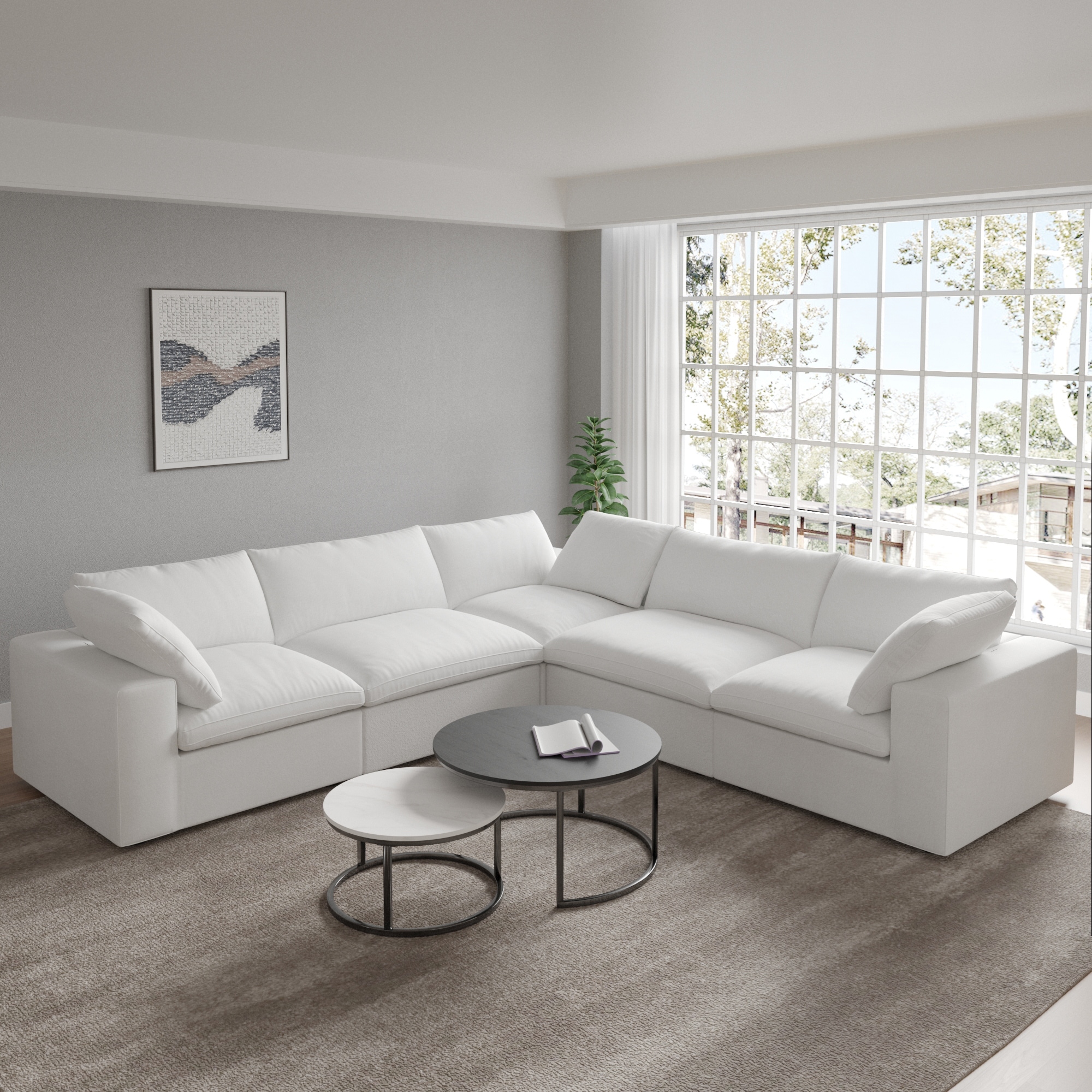 120.45'' 5 Seater Linen Fabric Corner Modular Sectional Sofa for Living Room