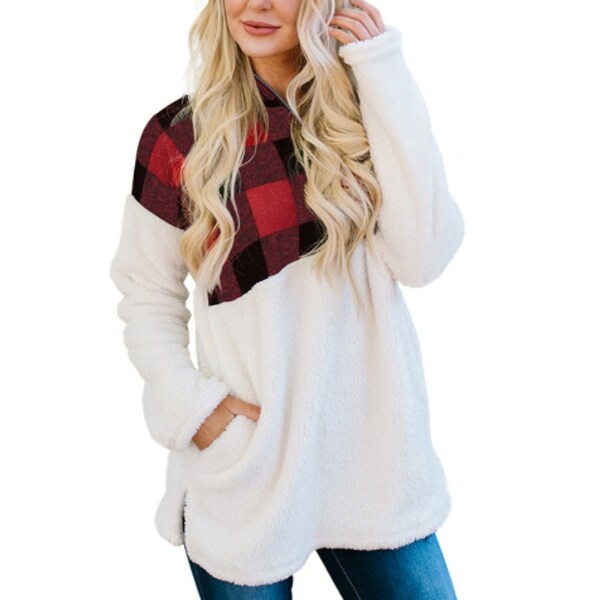 Women Fleece Zipper Sweatshirt Tops Fuzzy Fleece Pullover Sherpa Sweatshirt Coat Warm Outwear Plus Size 3Xl. Opens flyout.