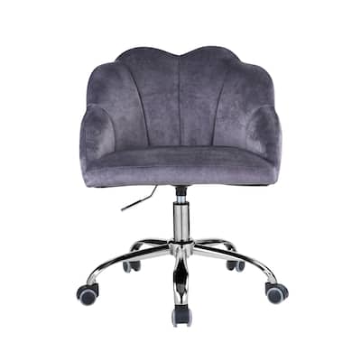 Modern Luxury Style Seashell Pattern Design Swivel & Adjustable Velvet Office Chair with Metal Legs