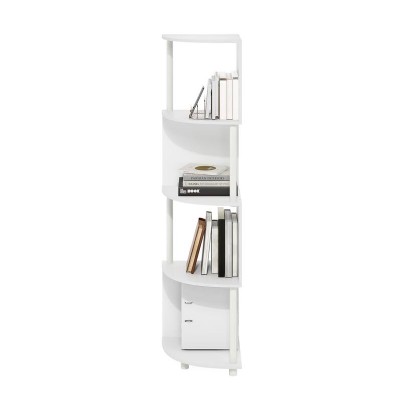 57.72 in. Tall White Wood 4-Shelf Bookcase