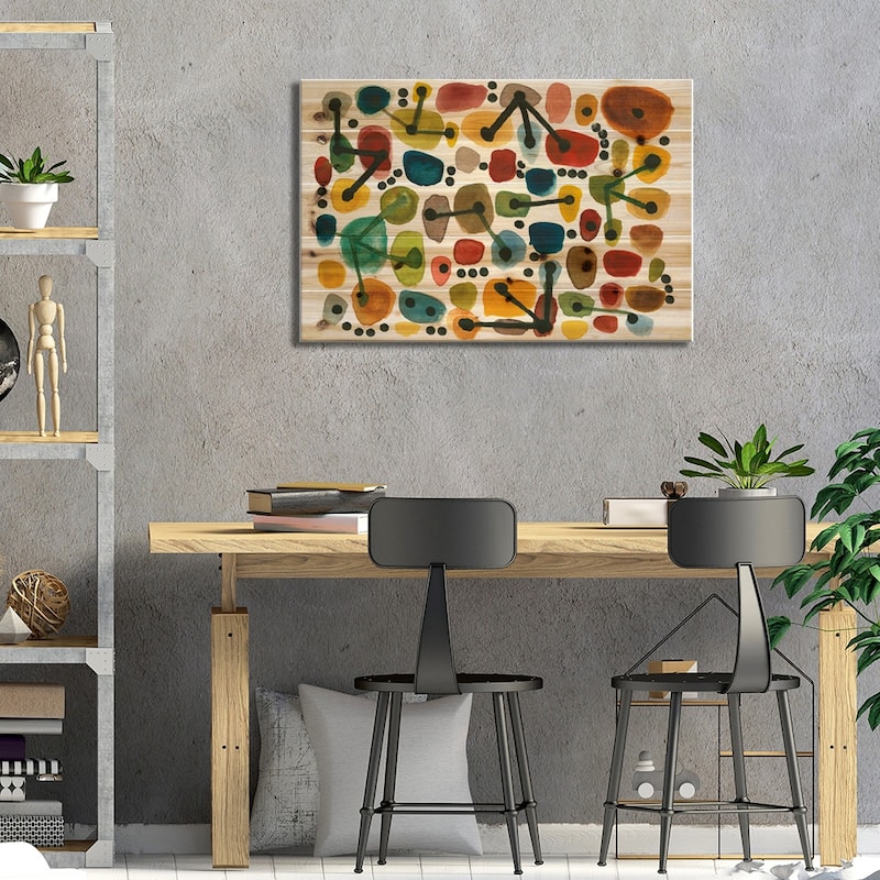 Mid Century I Print On Wood by Cheryl Warrick - Multi-Color