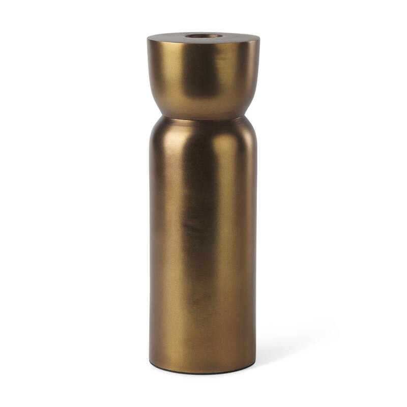 Malta Aluminum Candle Holder Large - 2.5L x 2.5W x 7.5H - Gold