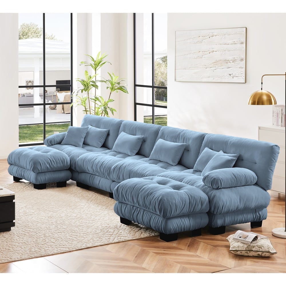 4-Seater U-Shaped Free Combination Modular Sofa with 2 Ottomans