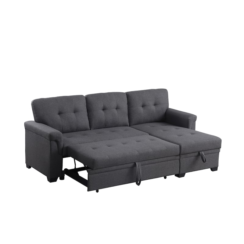 Lucca 84-inch Reversible Sleeper Sectional Sofa with Storage Chaise - 84"W x 54"D x 35"H