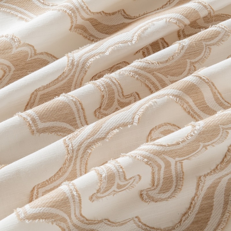 Queen, King Textured Floral Cotton Jacquard Duvet Cover 3pc Set with Ties & Snaps