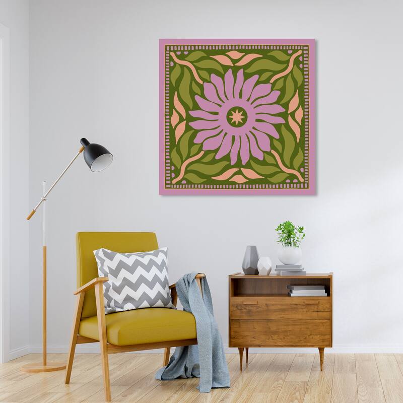 Wynwood Studio Canvas Floral and Botanical Star Flower Purple and Army Green Vintage Wall Art Canvas Print