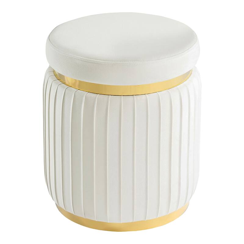 Furniture of America Raphael Modern 15-inch Upholstered Ottoman with Gold Trim