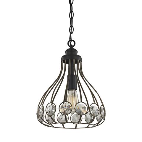 Crystal Web 1-Light Mini Pendant in Bronze and Matte Black with Clear Crystal - Includes Adapter Kit
