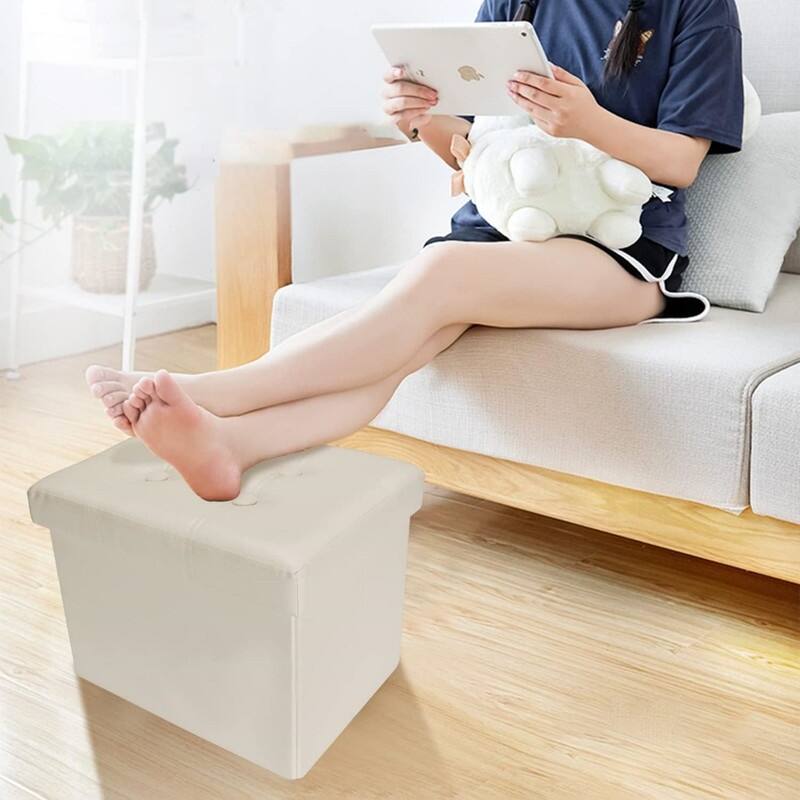Small Leather Storage Ottoman