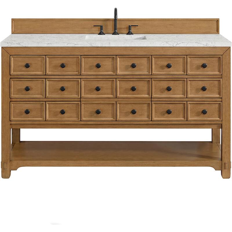 James Martin Vanities 505-V60S-FEJP Malibu 60" Free Standing Single - Amber Birch - Wood Finish