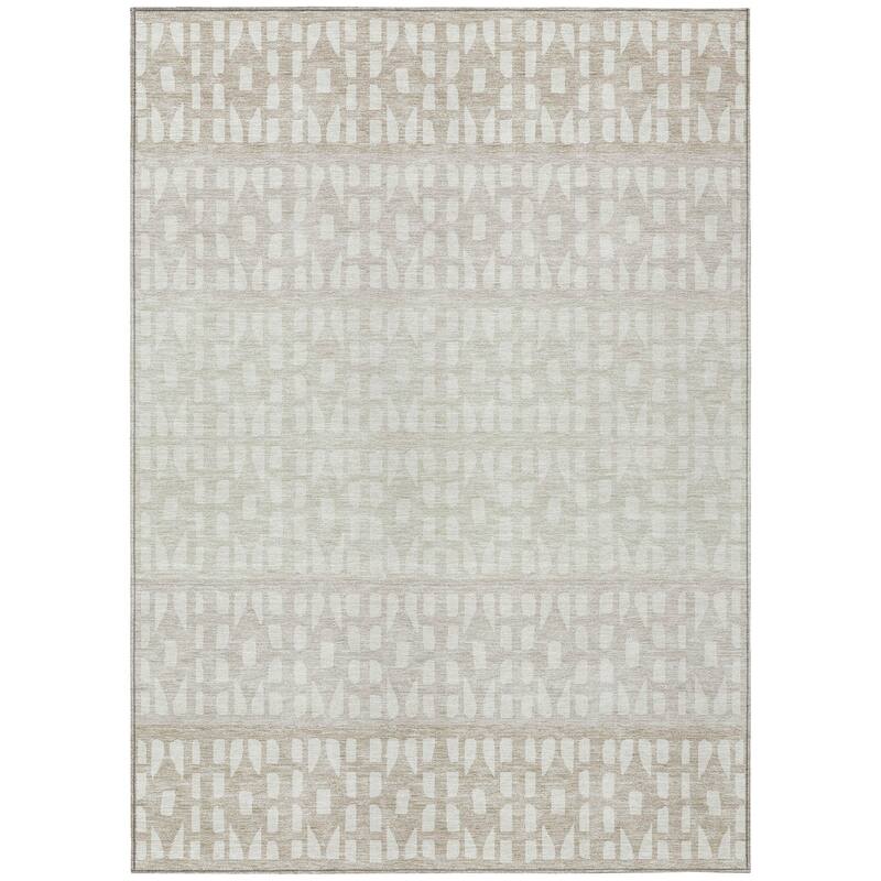 Machine Washable Indoor/ Outdoor Stripe Geo Chantille Rug