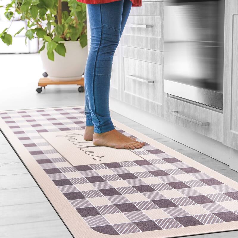 World Rug Gallery Gather Plaid Anti-Fatigue Standing Mat - 18"x47"