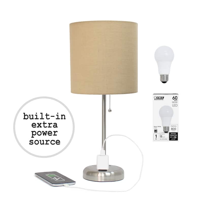 Simple Designs 9.5" Desk Lamp with Charging Outlet and LED Bulb Included - 19.50