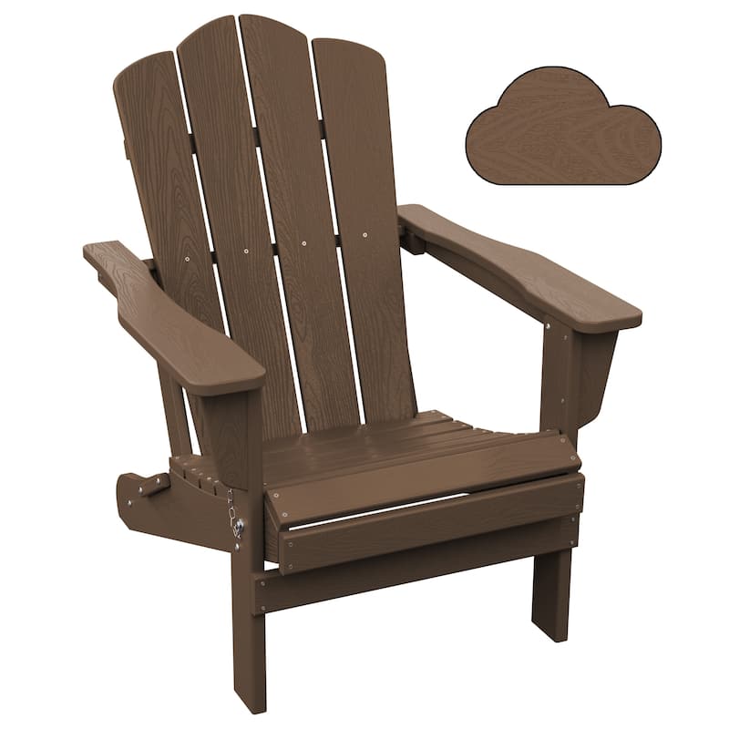 Outdoor HDPE Folding Classic Adirondack Chair All-Weather - Brown