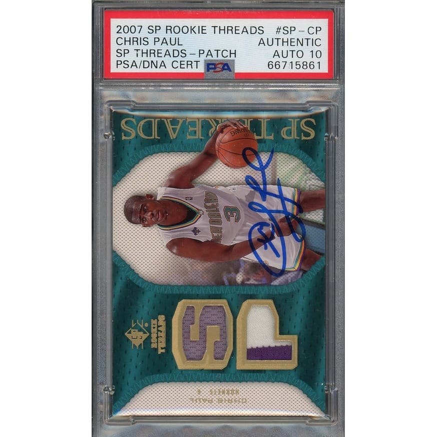Chris Paul Auto 2007 SP Threads Game Used Jersey Patch Signed Card #SP-CP PSA 10 - 8'6" x 11'6"