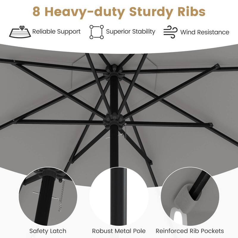 Costway 9.3 FT Solar Patio Umbrella Outdoor Market Sunshade with 24 - See Details