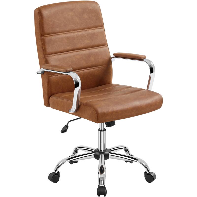 Yaheetech Adjustable Mid-Back Faux Leather Swivel Office Chair