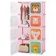 preview thumbnail 55 of 68, Kids Wardrobe Closet with Hanging Section and Cute Doors Pink-8-Cubes